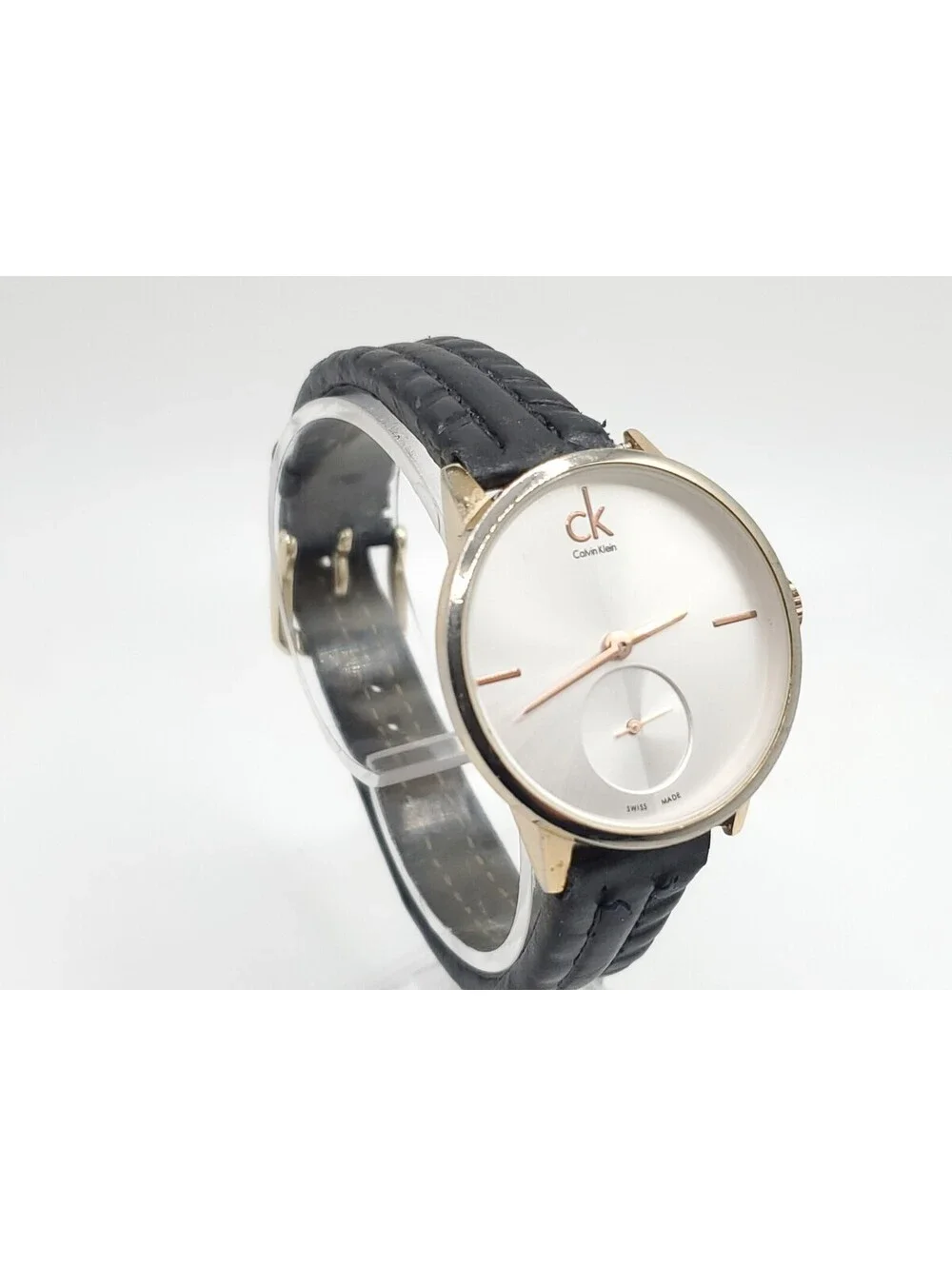 Calvin Klein 1090 Small Seconds Watch Women 32mm Silver Dial New Battery